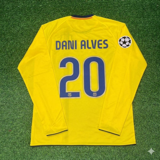 Dani Alves FC Barcelona 08/09 Season Yellow Away Retro Football Jersey