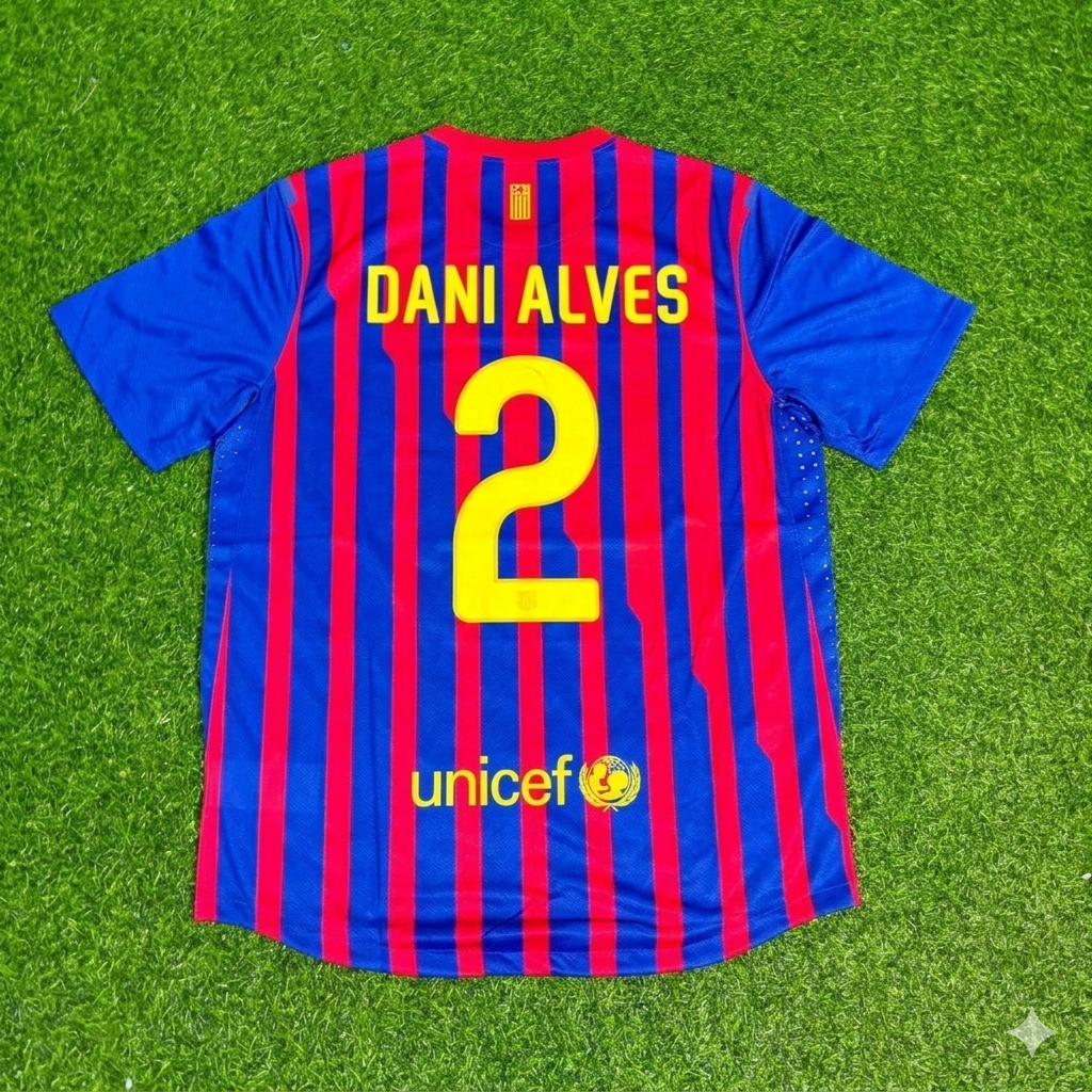 Dani Alves Barcelona 2011/2012 Retro Home Football Jersey Kit