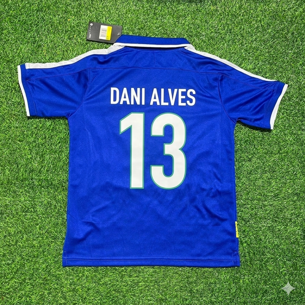 Dani Alves Brazil Blue Retro Football Jersey Kit