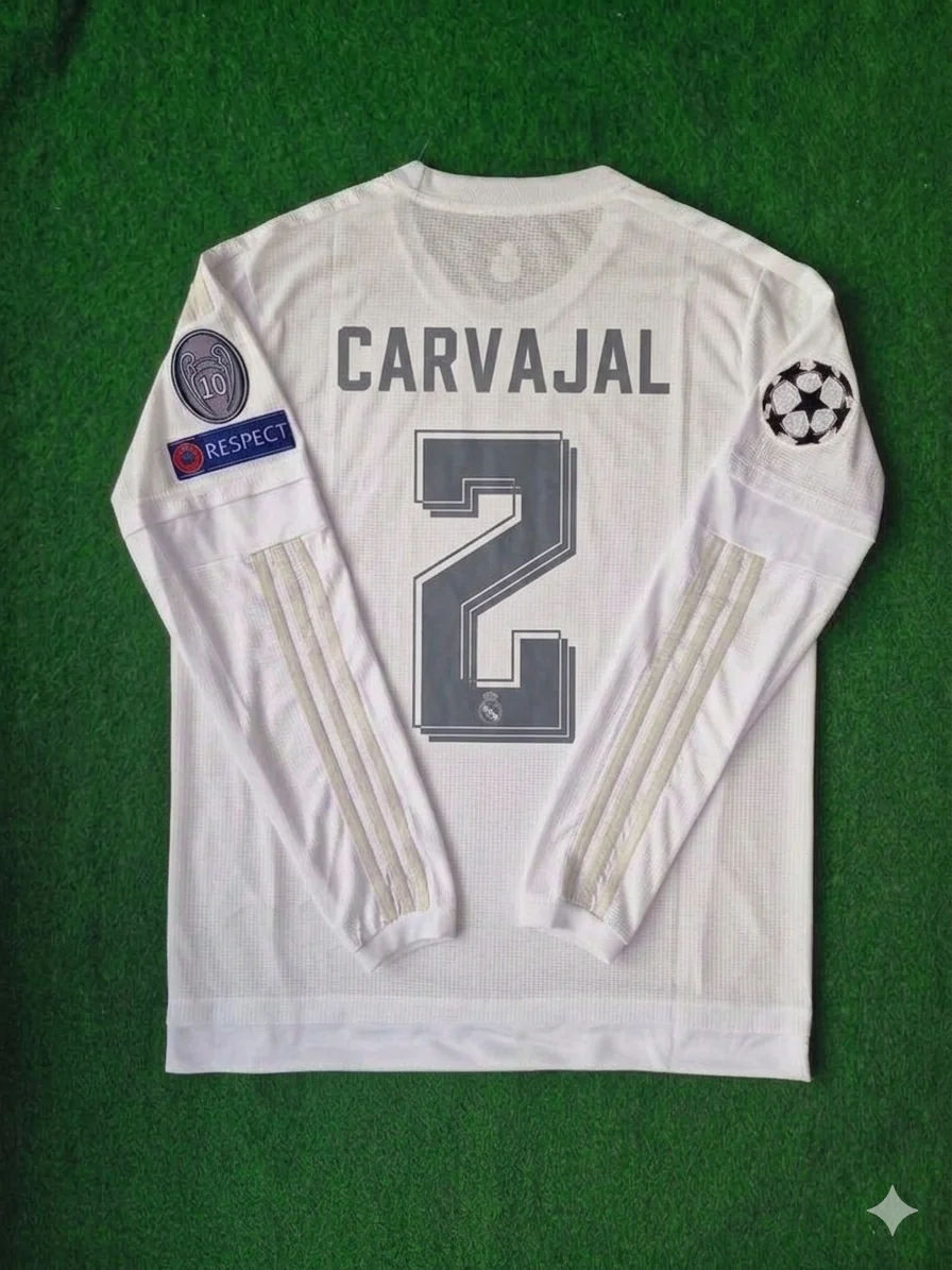 Dani Carvajal 2- Real Madrid 2016 Champions League Final Long Sleeve Jersey Trikot Maillot Soccer Shirt