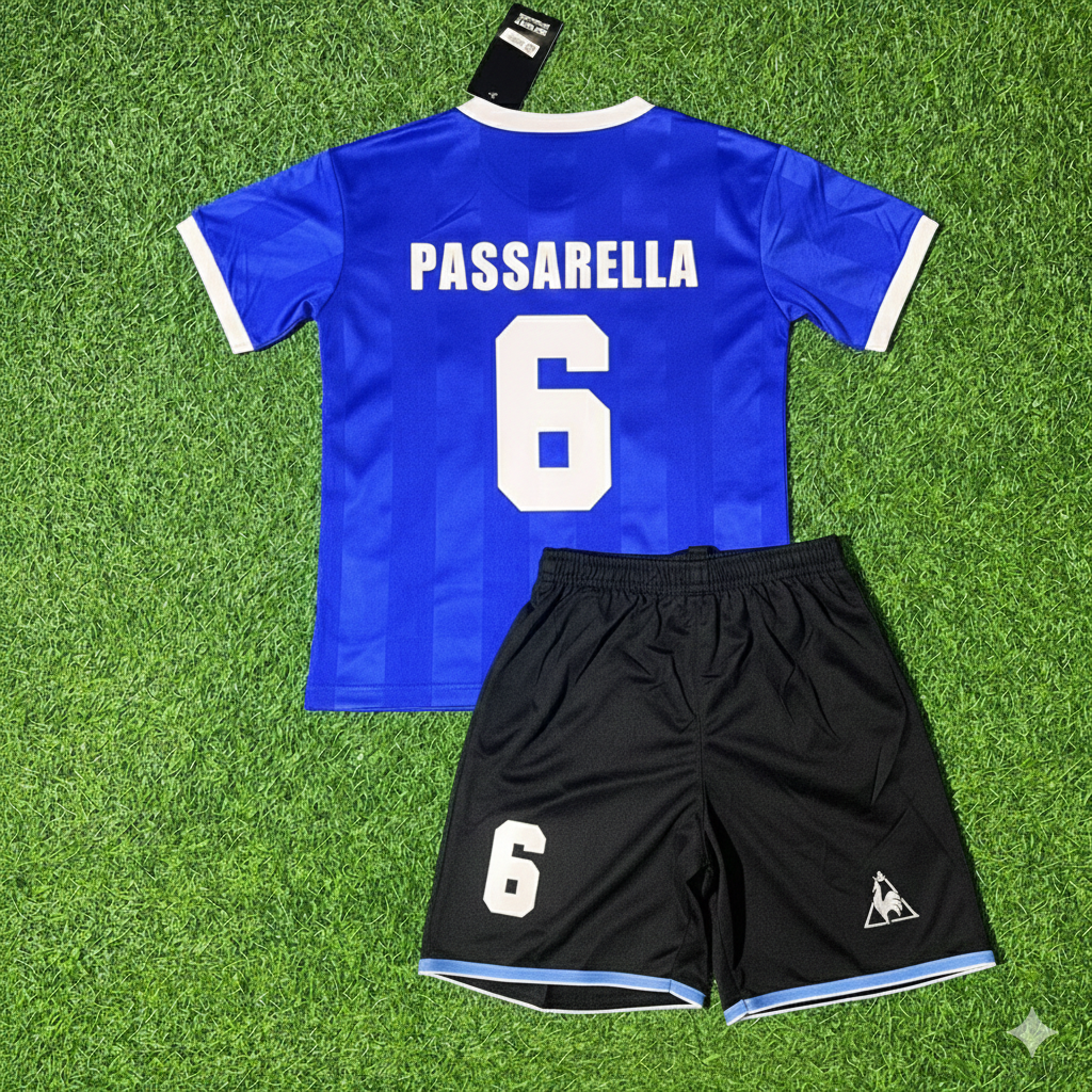 Argentina World Cup 1986 Daniel Passarella 6- Final Blue Kids Retro Football Jersey Kit