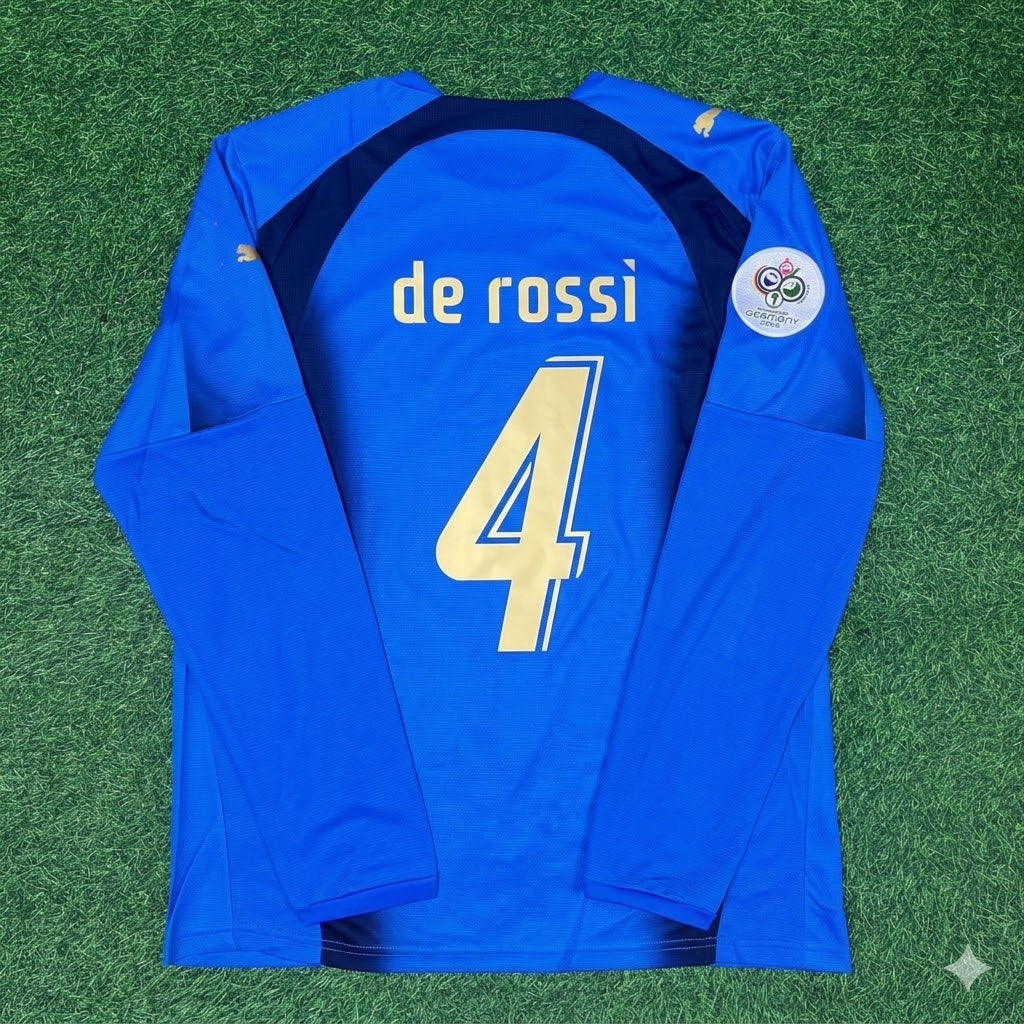Italy World Cup 2006 Daniele De Rossi #4 Final Long Sleeve Retro Football Jersey