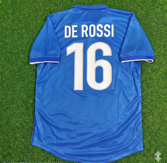 Daniele De Rossi Italy Home Blue Retro Football Jersey Kit