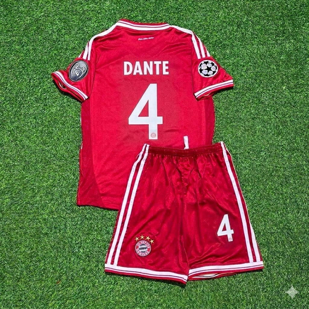 Dante #4 Bayern Munich 2013 Champions League Final Kids Retro Kit Jersey