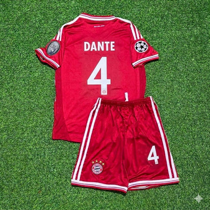 Dante #4 Bayern Munich 2013 Champions League Final Kids Retro Kit Jersey