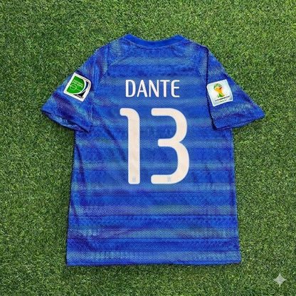 Dante 13- 2014 World Cup Retro Blue Football Jersey