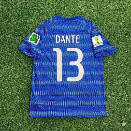 Dante 13- 2014 World Cup Retro Blue Football Jersey