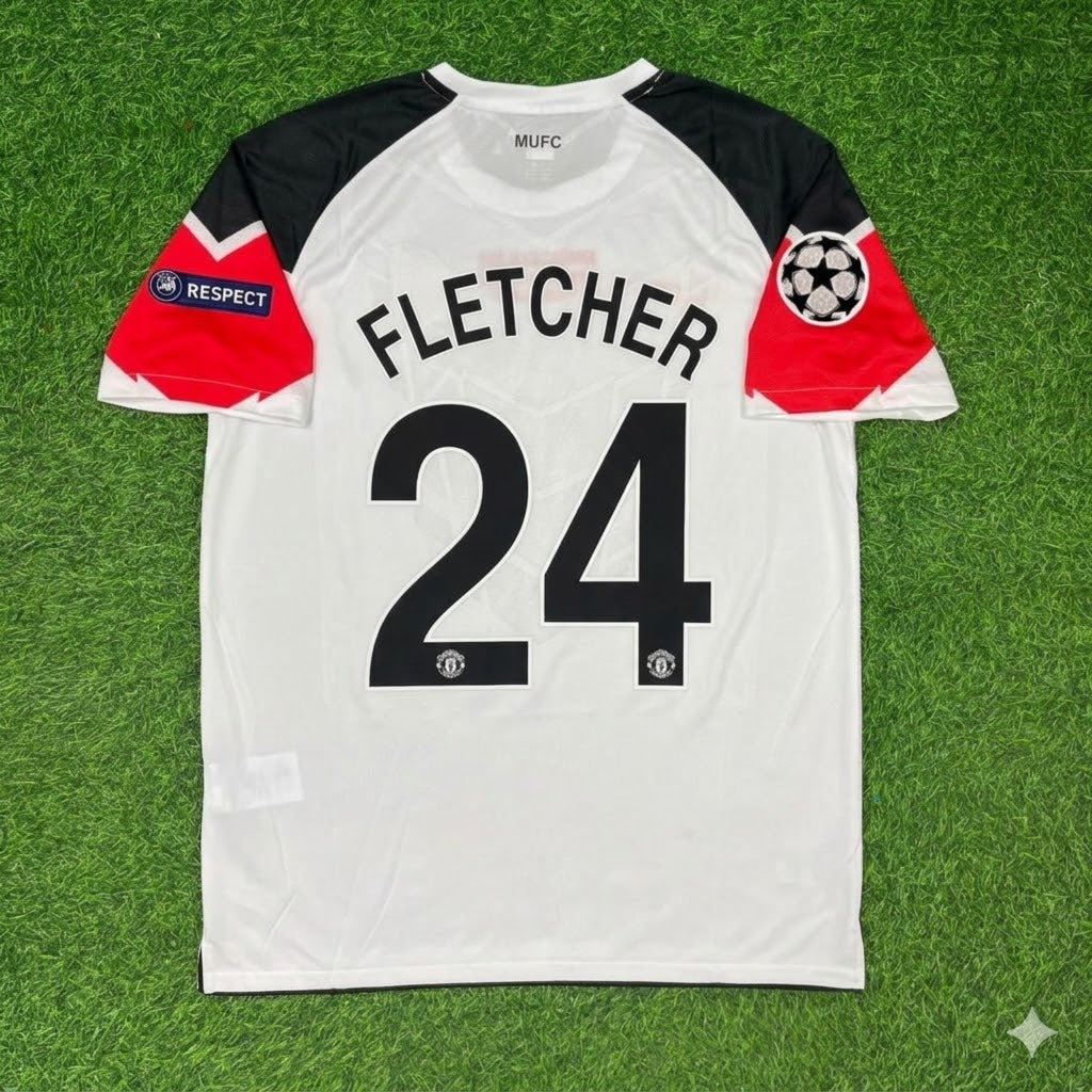 Darren Fletcher #24 Manchester United 2011 Champions League Final White Football Jersey Kit