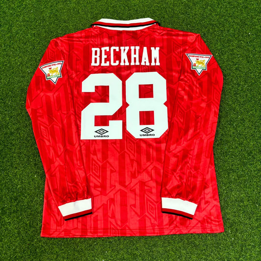 Manchester United 1992-1993 David Beckham Retro Long Sleeve Football Jersey