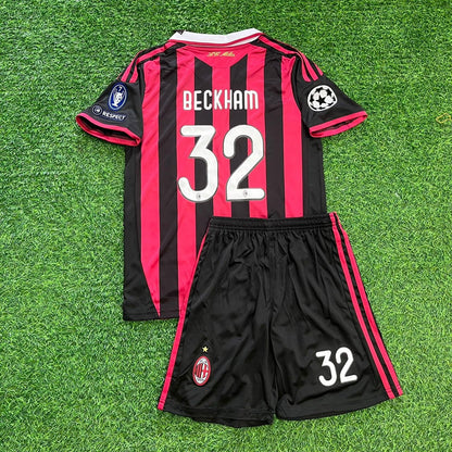 David Beckham AC Milan 2009/2010 Kids Retro Football Jersey Kit