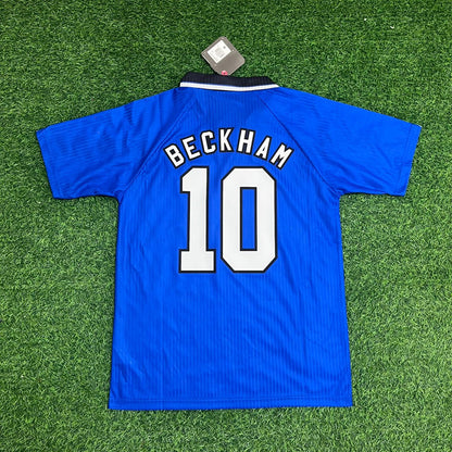 David Beckham Manchester United 1996/1997 Blue Retro Football Jersey Kit Edition 2