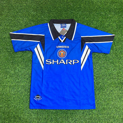 David Beckham Manchester United 1996/1997 Blue Retro Football Jersey Kit Edition 2