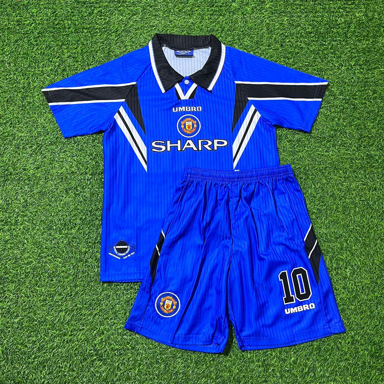 David Beckham Manchester United 1996/1997 Blue Retro Football Jersey Kit