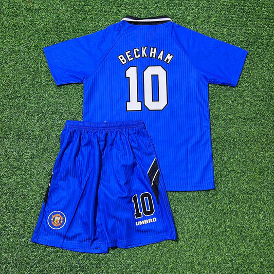 David Beckham Manchester United 1996/1997 Blue Retro Football Jersey Kit