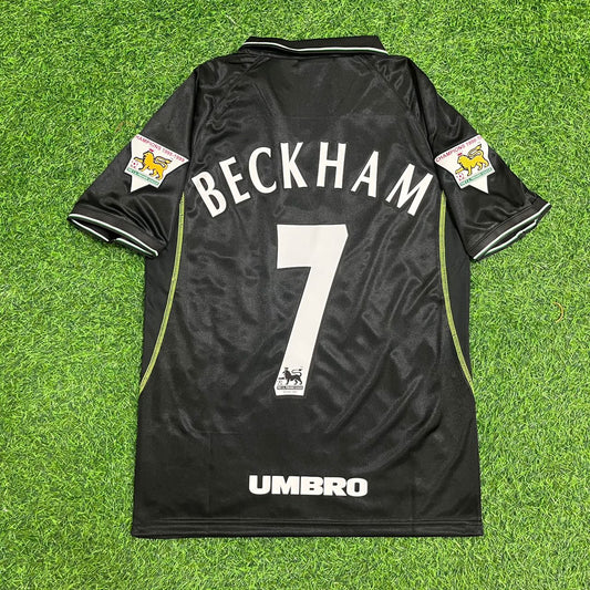 David Beckham Manchester United 1998 1999 Black Retro Football Jersey Kit