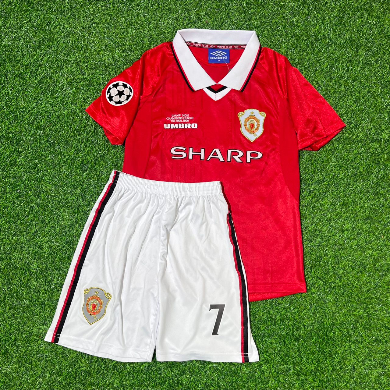 David Beckham Manchester United 1999 Champions League Final Retro Kids Football Jersey Collection
