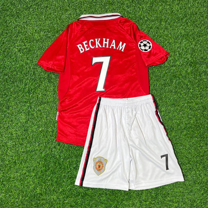 David Beckham Manchester United 1999 Champions League Final Retro Kids Football Jersey Collection