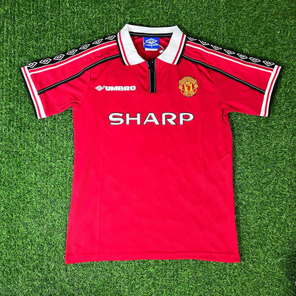 Gary Neville Manchester United 1999 Red Retro Football Jersey