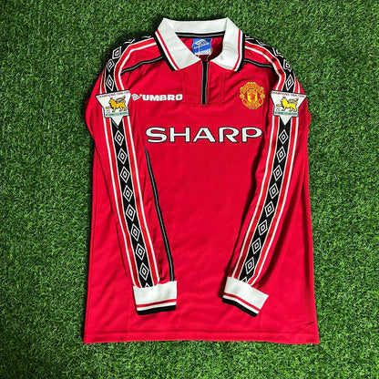 Gary Neville 2 - Manchester United 1999 Red Long Sleeve Football Jersey Kit