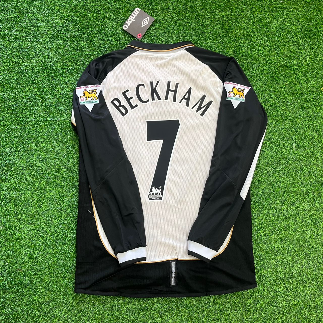 David Beckham Manchester United 2001/2002 Both Side Retro Long Sleeve Football Jersey Kit