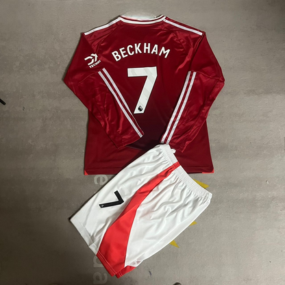 David Beckham Manchester United Kids Children Set Retro Football Jersey