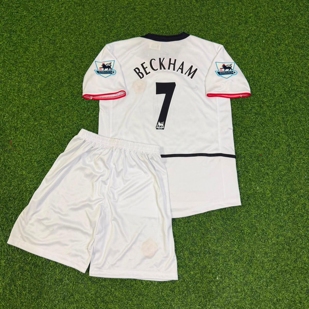 David Beckham Manchester United White Retro Kids Football Jersey