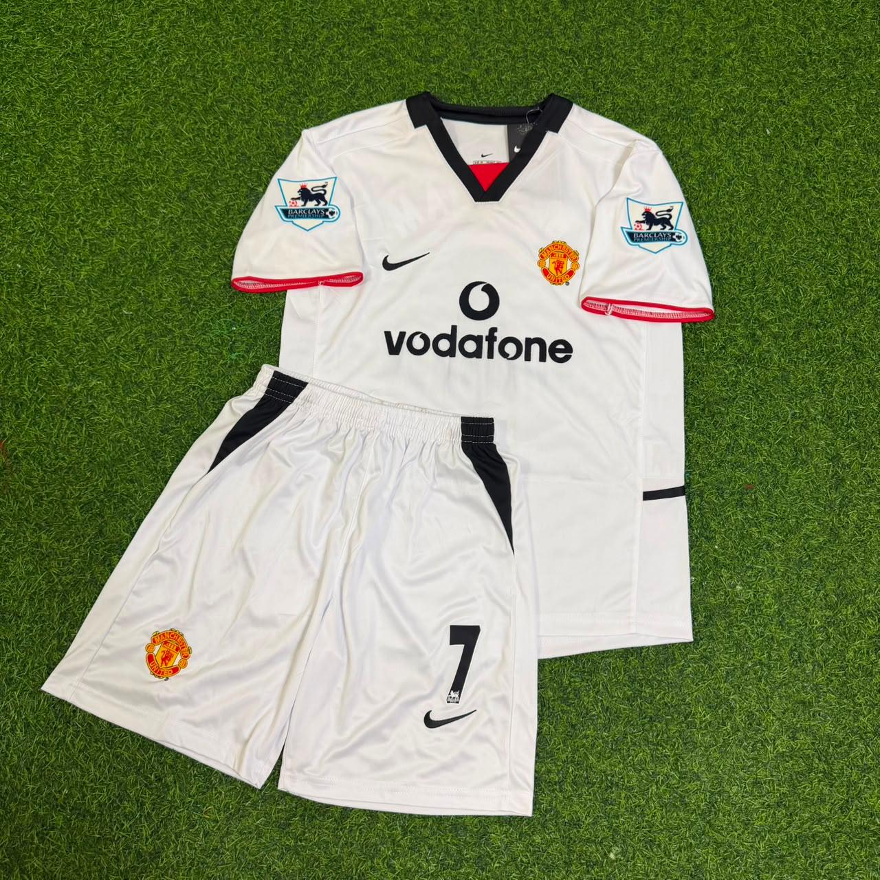 David Beckham Manchester United White Retro Kids Football Jersey