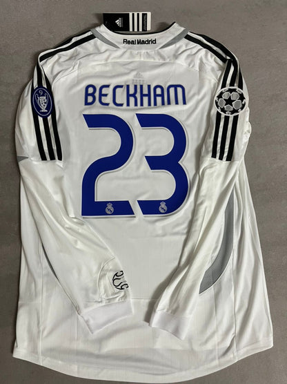 David Beckham Real Madrid 2006 - 2007 Champions League Long Sleeve Football Jersey Kit