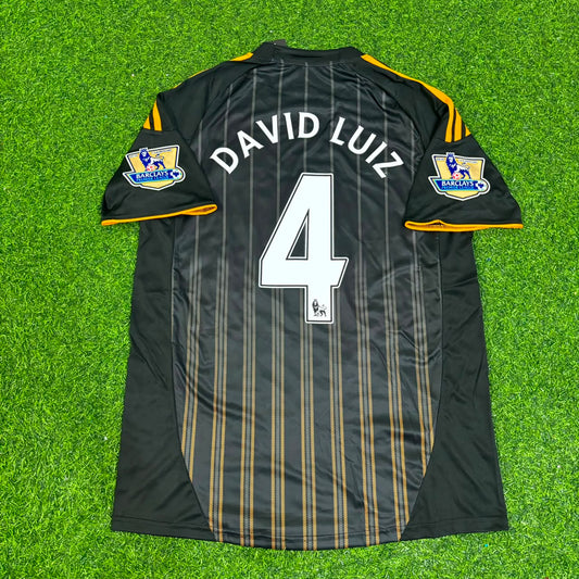 David Luiz #4 Chelsea 2010 2011 Away Retro Black Orange Football Jersey Kit
