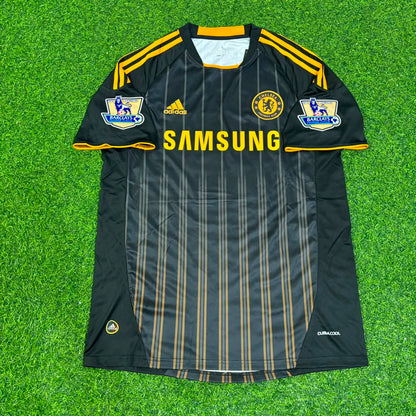David Luiz #4 Chelsea 2010 2011 Away Retro Black Orange Football Jersey Kit