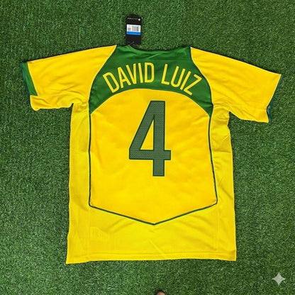 David Luiz 4 Brazil Retro Football Jersey Kit