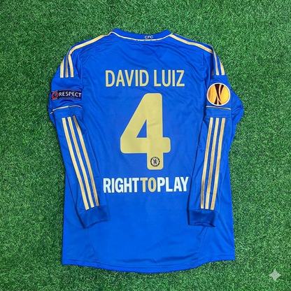 David Luiz 4-Chelsea 2013 Europe League Final Amsterdam Blue Retro Football Jersey