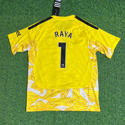 Arsenal 2026-2027 David Raya Away Yellow Goalkeeper Soccer Kids Football Jersey