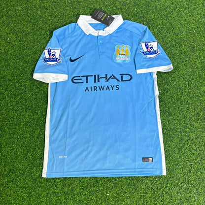 David Silva 21 Manchester City 2015/16 Home Kit Blue Retro Football Jersey
