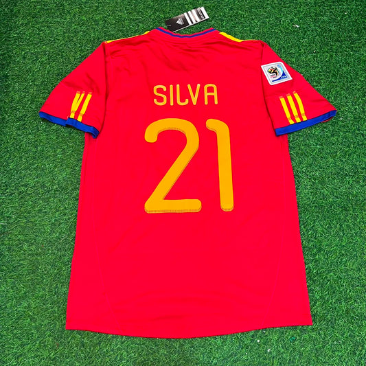 Spain World Cup 2010 David Silva 21 Retro Football Jersey Kit