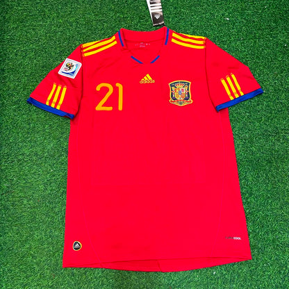 Spain World Cup 2010 David Silva 21 Retro Football Jersey Kit
