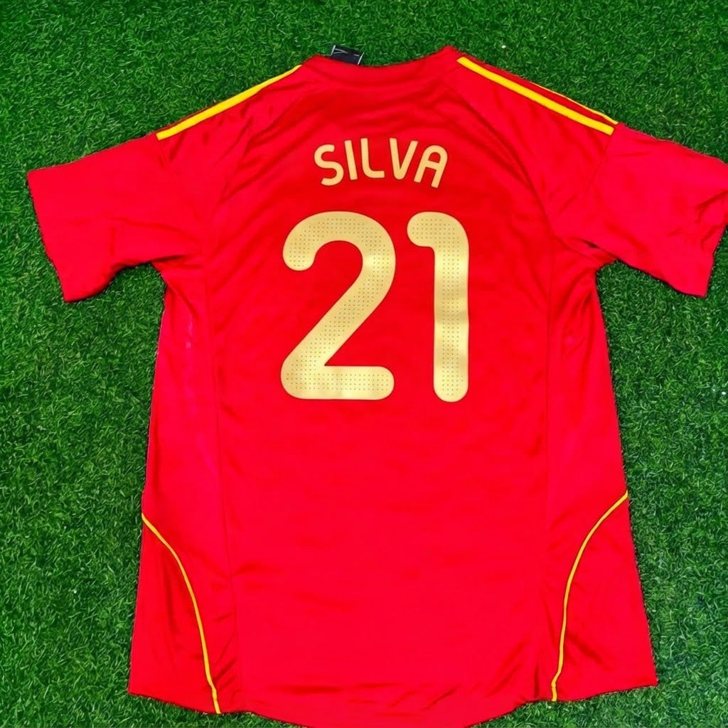 David Silva #21 Spain EURO 2008 Red Home Retro Football Jersey Paradise Edition