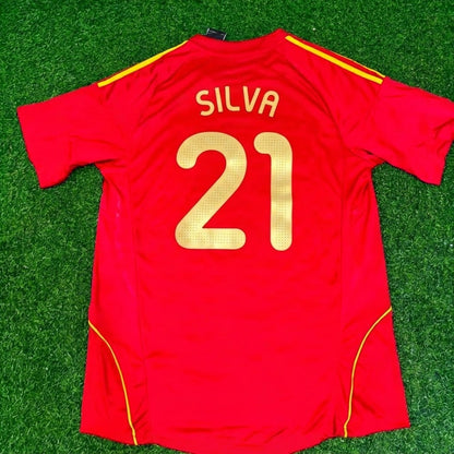 David Silva #21 Spain EURO 2008 Red Home Retro Football Jersey Paradise Edition