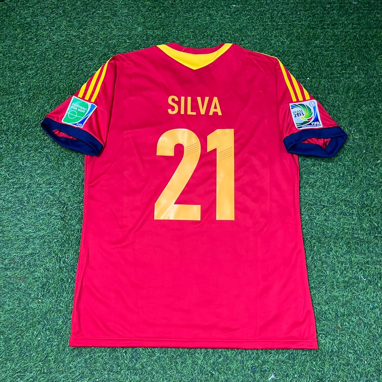 David Silva Spain 2013 Confederations Cup Retro Football Jersey