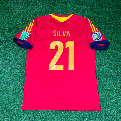 David Silva Spain 2013 Confederations Cup Retro Football Jersey