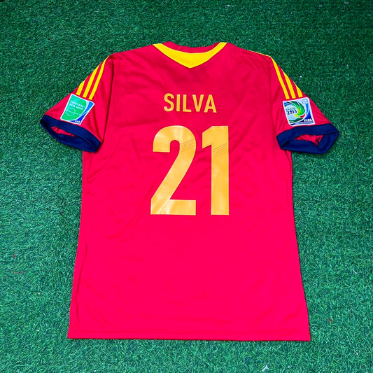 David Silva Spain 2013 Confederations Cup Retro Football Jersey