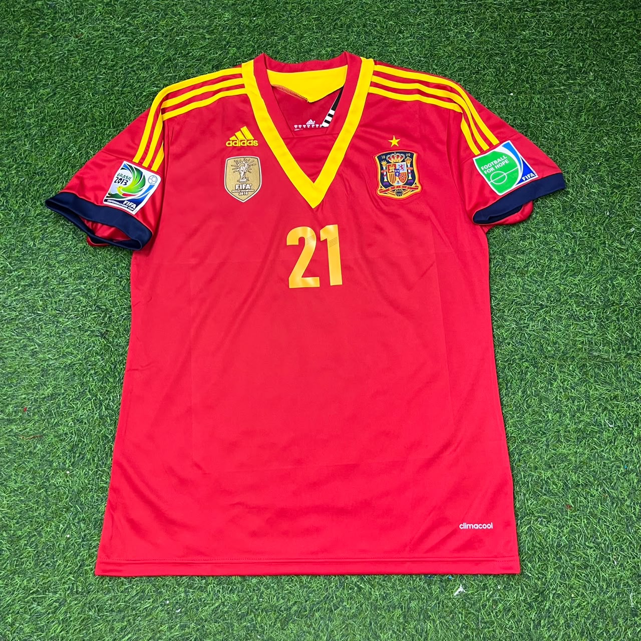 David Silva Spain 2013 Confederations Cup Retro Football Jersey