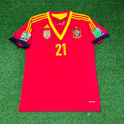 David Silva Spain 2013 Confederations Cup Retro Football Jersey
