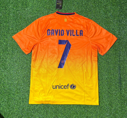 David Villa 7 Barcelona 2012-2013 Orange Retro Football Jersey