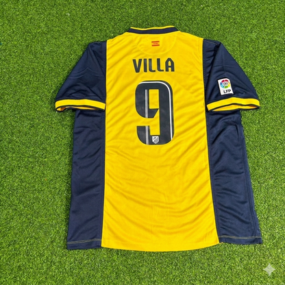 David Villa #9 Atlético Madrid 2013-2014 Away Yellow Football Jersey Kit