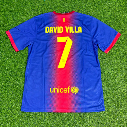David Villa Barcelona 2012/2013 Retro Home Football Jersey Kit