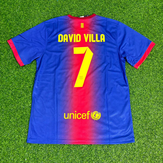 David Villa Barcelona 2012/2013 Retro Home Football Jersey Kit