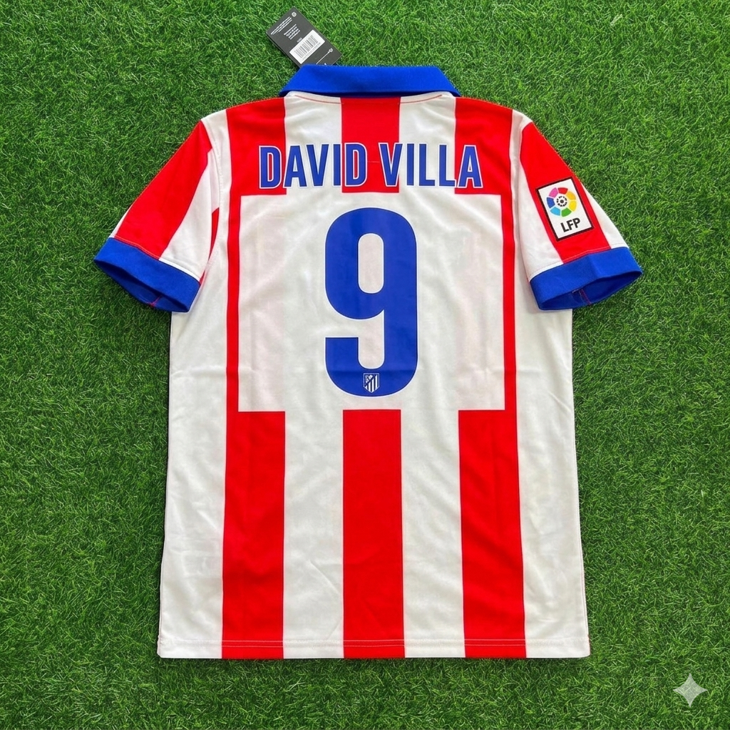 David Villa 9 Atlético Madrid Home 2014/15 Retro Kit Football Jersey