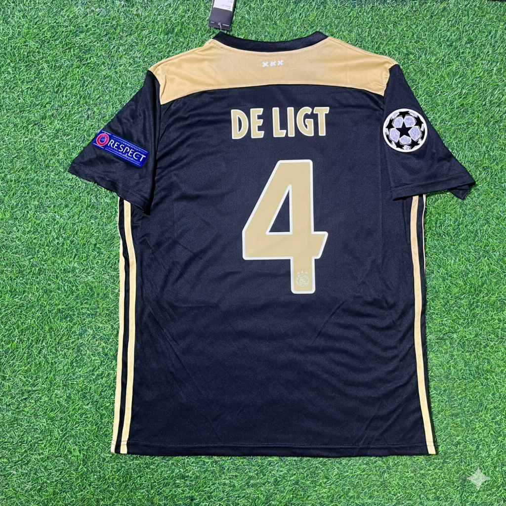 Matthijs de Ligt Ajax 2018 2019 Champions League Black Retro Football Jersey Kit