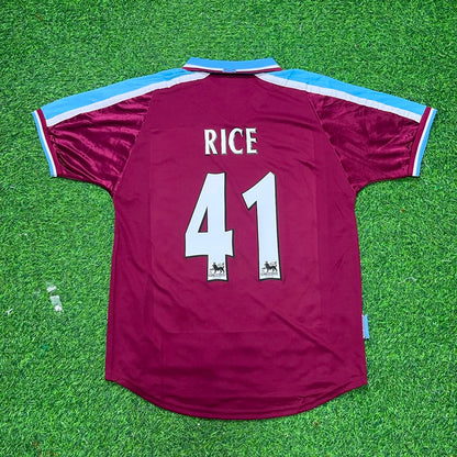 Declan Rice #41 West Ham United Home Retro Football Jersey Kit